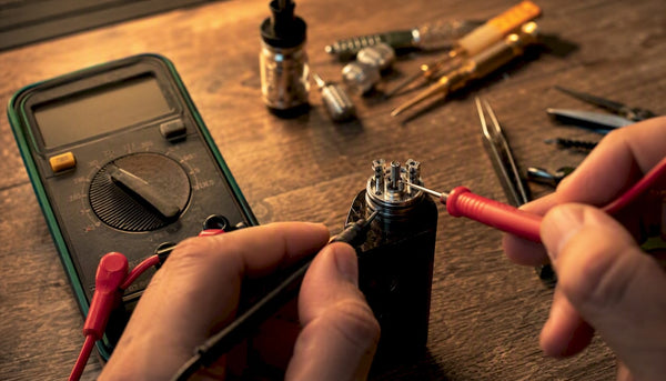 Measuring vape coil resistance with multimeter