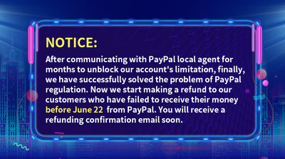 Notice: PayPal limitation has been solved