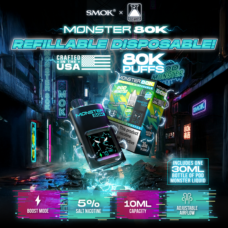 Load image into Gallery viewer, Monster 80K Refillable Disposable