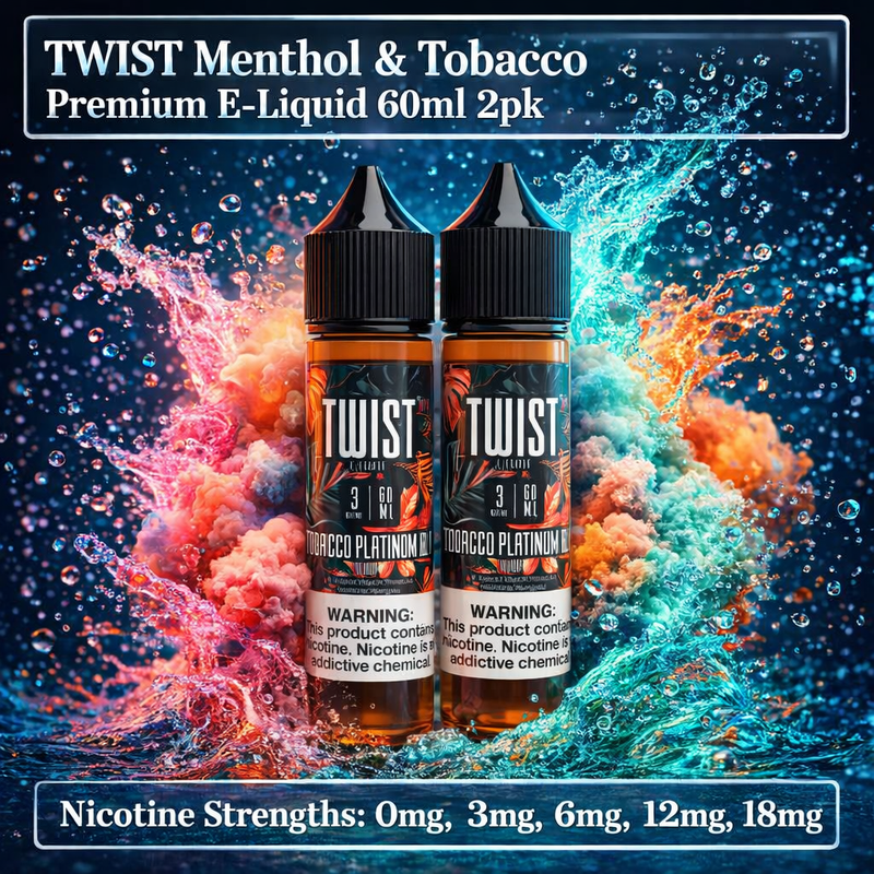 Load image into Gallery viewer, TWIST Menthol & Tobacco Premium E-Liquid 60ml 2pk