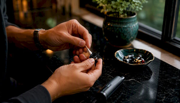 Hands cleaning vape pod sensor with swab