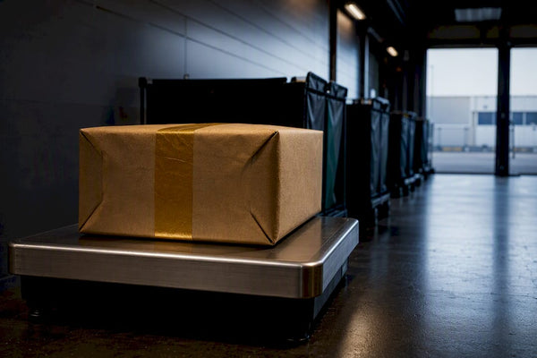 Anonymous parcel at fulfillment shipping station