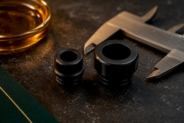 Two drip tips showing different diameters