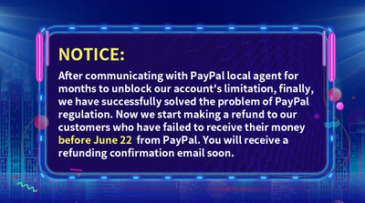 Notice: PayPal limitation has been solved