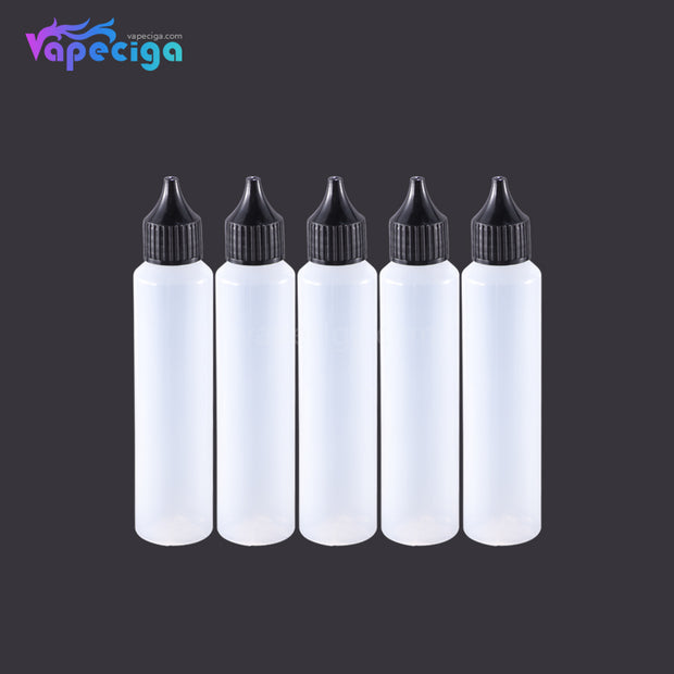 PET Semi-transparent Dropper Bottle 50ml with Black / White Cap 5PCs