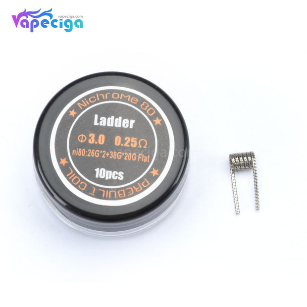 2 Core Ladder Clapton Ni80 Prebuilt Coil 0.25ohm 10PCs