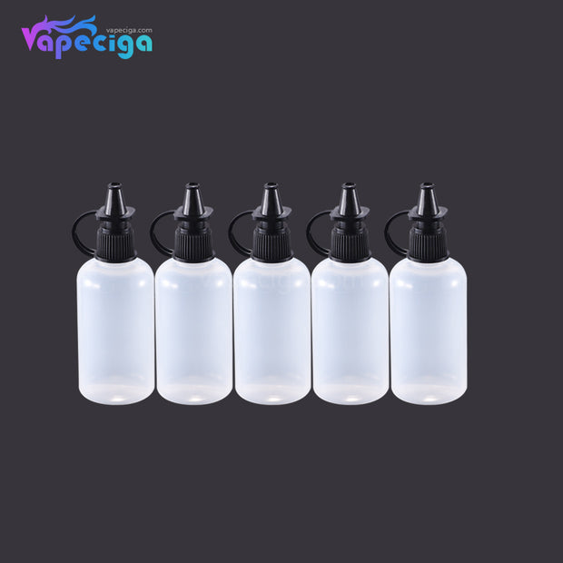 PET Semi-transparent Dropper Bottle 50ml with Black / Blue Cap 5PCs