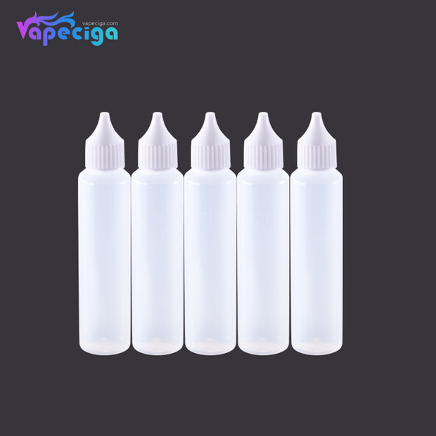 PET Semi-transparent Dropper Bottle 50ml with Black / White Cap 5PCs