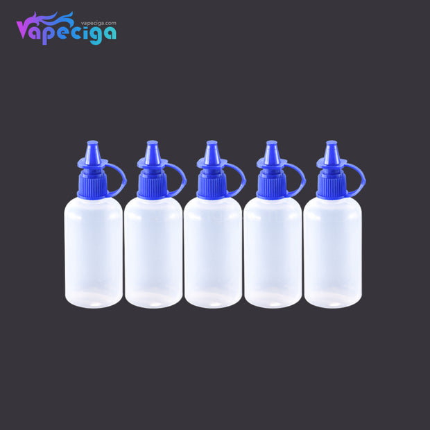 PET Semi-transparent Dropper Bottle 50ml with Black / Blue Cap 5PCs