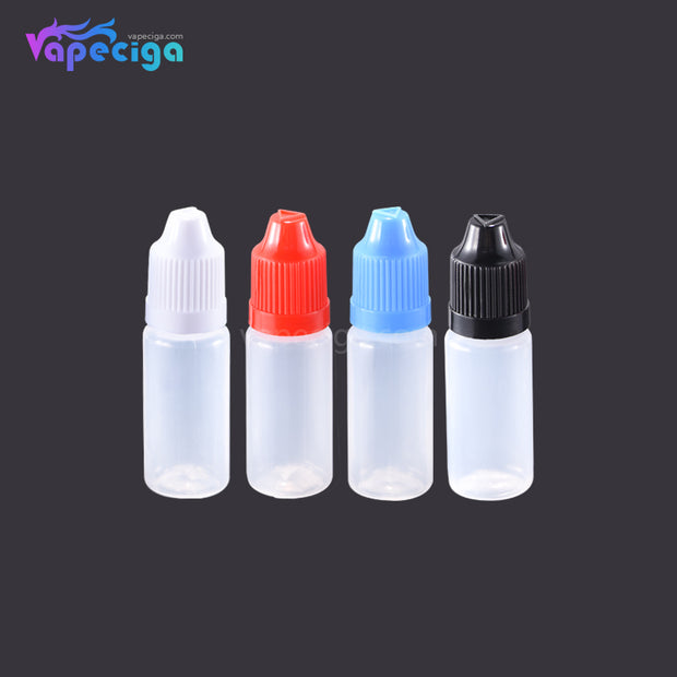 PET Semi-transparent Dropper Bottle 10ml with Black / White / Red / Blue Cap 5PCs