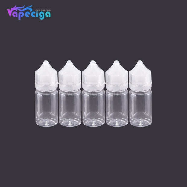 PE Transparent Dropper Bottle 30ml with Black / White Cap 5PCs