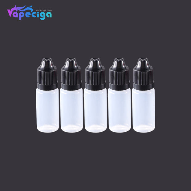 PET Semi-transparent Dropper Bottle 10ml with Black Cap 5PCs