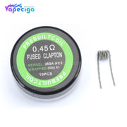 Fused Clapton Prebuilt Coil 10PCs 0.45ohm