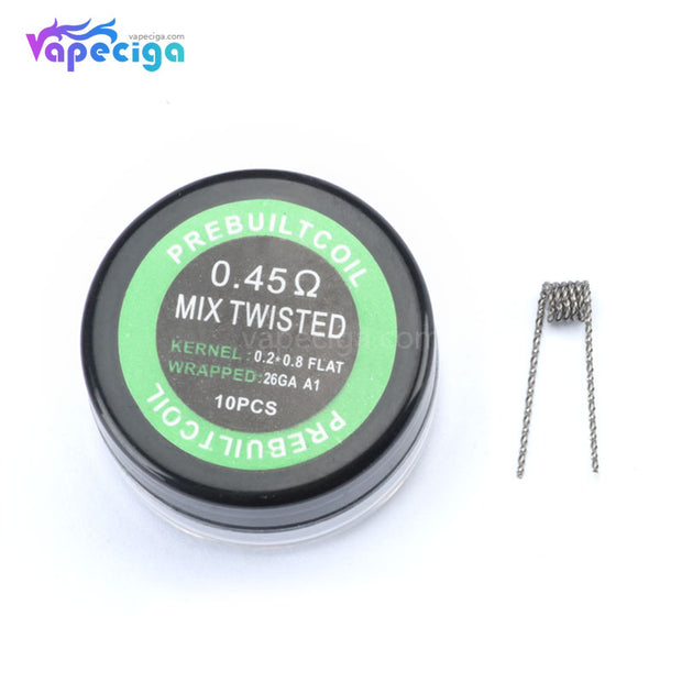 Mix Twisted Prebuilt Coil 10PCs 0.45ohm