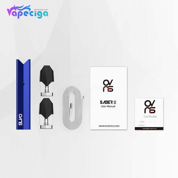 OVNS Saber 2 Pod Kit 600mAh Package Includes