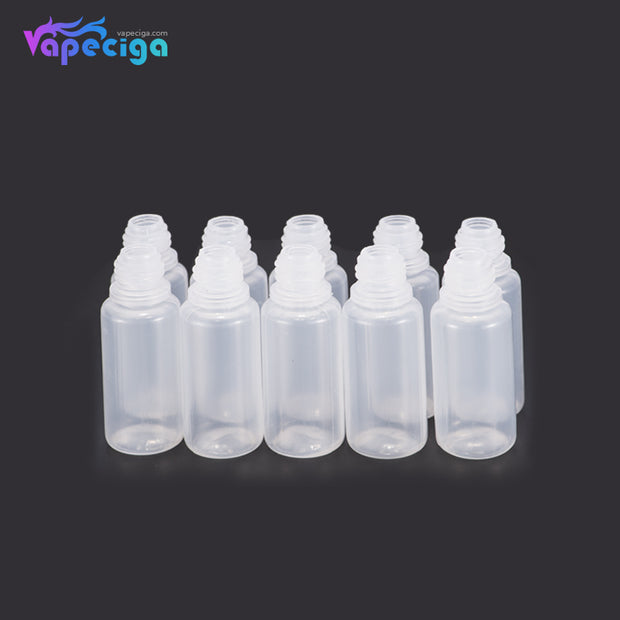 PET Semi-transparent Dropper Bottle 10ml with Black / White Needle Cap 10PCs