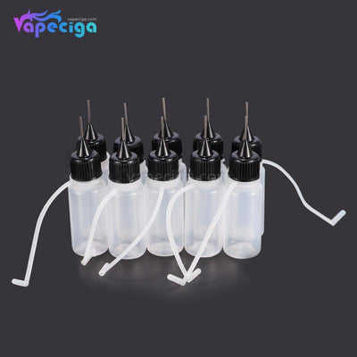 PET Semi-transparent Dropper Bottle 10ml with Black / White Needle Cap 10PCs