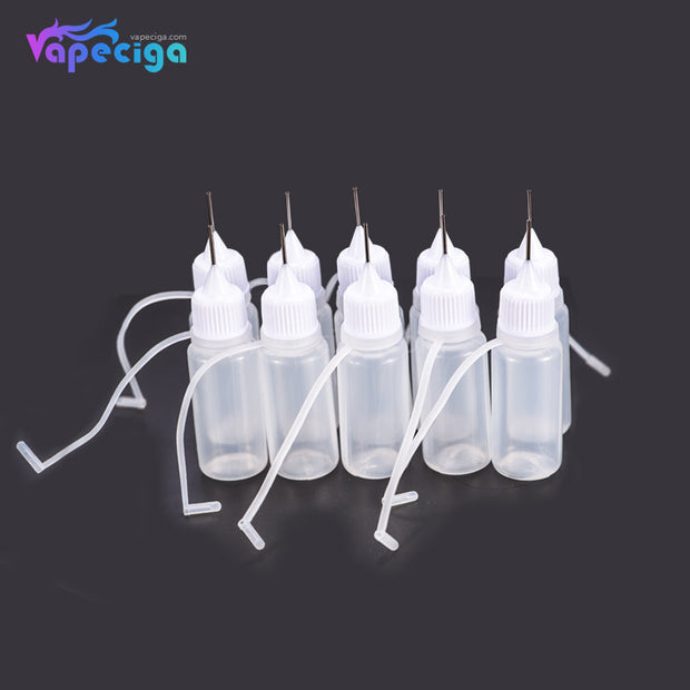 PET Semi-transparent Dropper Bottle 10ml with Black / White Needle Cap 10PCs