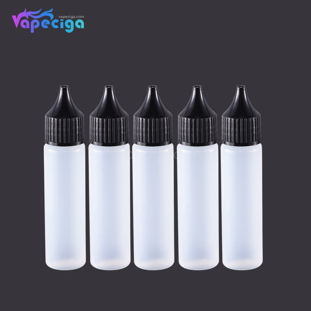 PET Semi-transparent Dropper Bottle 20ml with Black / White Cap 5PCs