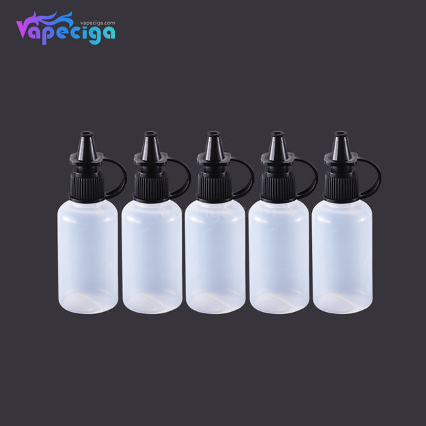 PET Semi-transparent Dropper Bottle 30ml with Black / Blue Cap 5PCs