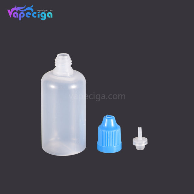 PET Semi-transparent Dropper Bottle 50ml with Black / White / Red / Blue Cap 5PCs