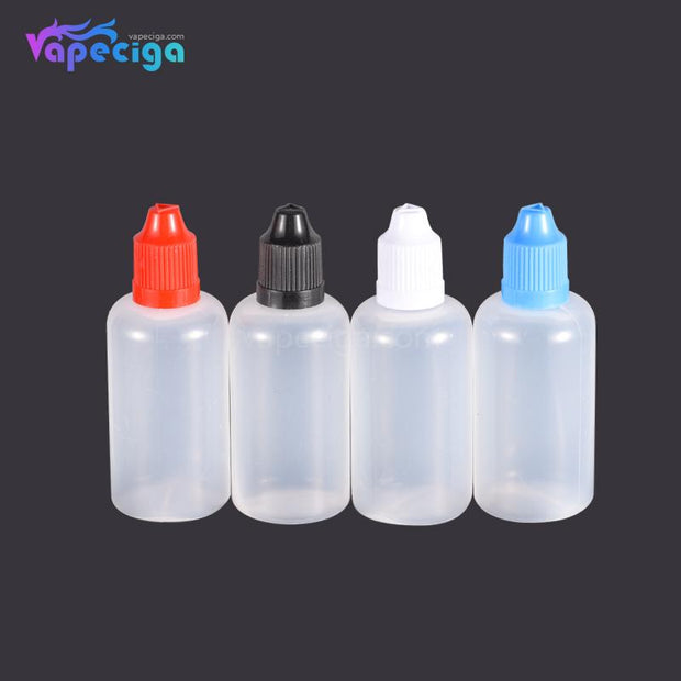 PET Semi-transparent Dropper Bottle 50ml with Black / White / Red / Blue Cap 5PCs