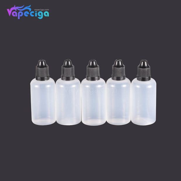 PET Semi-transparent Dropper Bottle 50ml with Black / White / Red / Blue Cap 5PCs