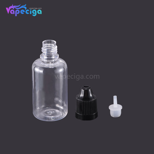 PE Transparent Dropper Bottle 30ml with Black / White / Red / Blue Cap 5PCs