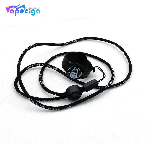 Vivismoke High Elastic Nylon Lanyard with 30*20mm Silicone Ring Black + Black