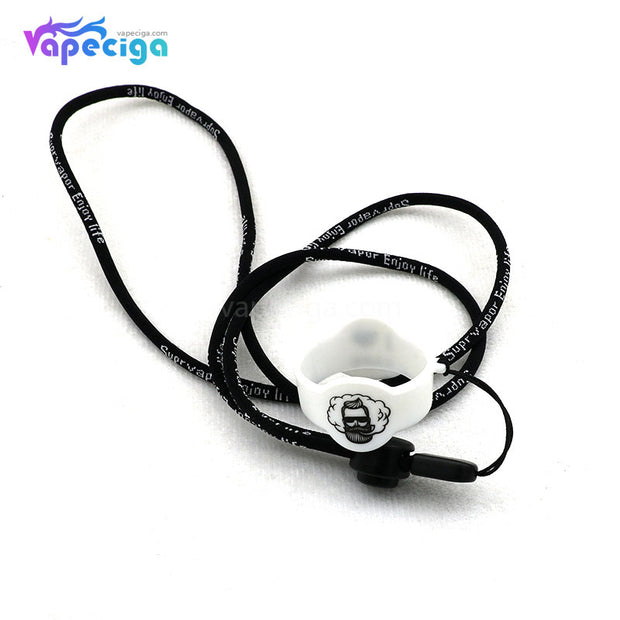 Vivismoke High Elastic Nylon Lanyard with 30*20mm Silicone Ring Black + White