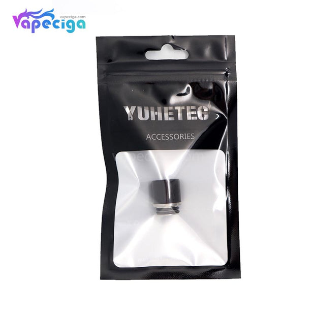 Black YUHETEC Wood + Stainless Steel 810 Drip Tip Package