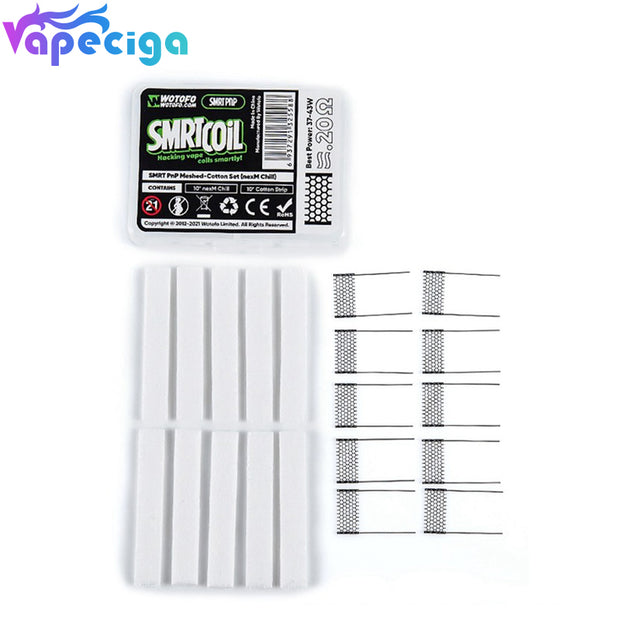 Wotofo SMRT Replacement PnP Rebuildable nexMESH Chill+Cotton Set 5pcs